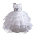 thumbnail image 4 of XDZJLR Girl Dresses Children'S Solid Color Irregular Mesh Lace Knee Length Trailing Wedding Puffy Princess Clothing, 4 of 4