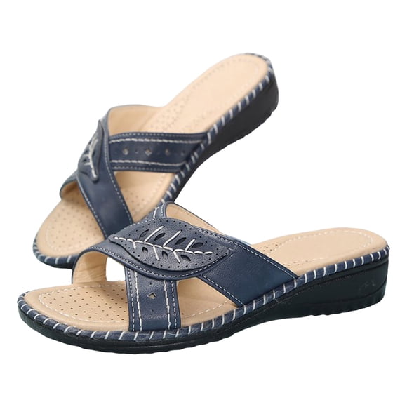 Women's Sandals Female Sandal Adult Womens Shoes Dress Sandals Women Shoes Summer New Casual Round Head with Hollow High Heels Women's Sandals for Women Earth Spirit Blue 7
