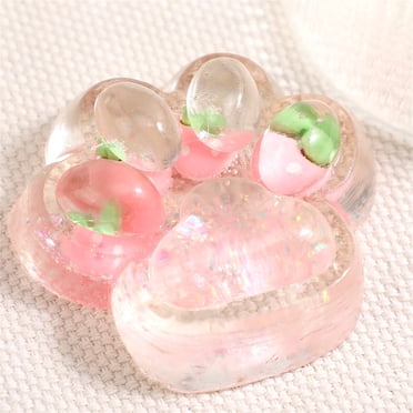 Handmade Small Cat Paw Squishies for Stress Relief, Kawaii Transparent Cat Paw Taba Squishy Toys