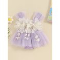 thumbnail image 2 of Boiiwant Newborn Baby Girl Outfits Sleeveless 3D Flower Decor Tulle Romper Dress 1st Birthday Photoshoot Dress Summer Clothes, 2 of 9