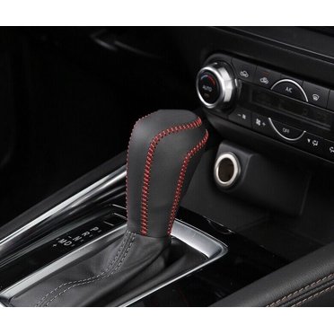 Black Red Leather Console Gear Shift Knife Cover for Mazda CX-30 2020-2023-