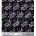 thumbnail image 1 of Soimoi Black Heavy Satin Fabric Text,Star & Firecrackers Party Print Fabric by the Yard 54 Inch Wide, 1 of 3