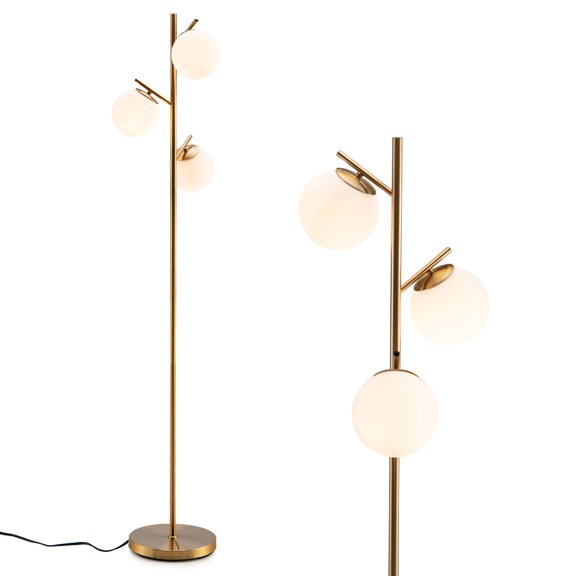 Costway Lampe sur Pied à 3 Globes, Lampe Moderne Autoportante pour Salon avec Interrupteur au Pied