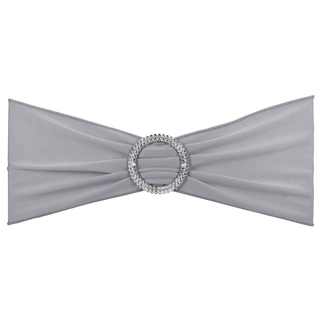Unique Bargains 14'x5' Stretch Chair Sashes Bows Chair Bands Sashes with Buckle Slider Light Gray 10 Pack
