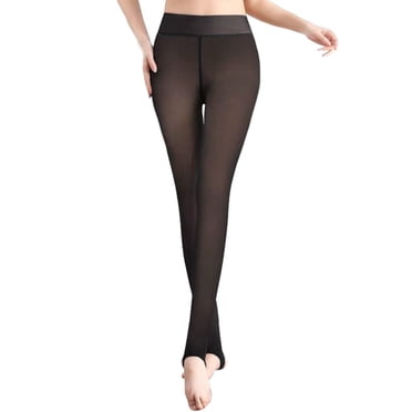 EQWLJWE Collants en Molleton Translucides pour Femmes Collants Doublés en Molleton Collants Translucides Transparents Faux Nude Extensibles Hiver Chauds Taille Haute Épais Thermiques Leggings Sans Pieds Collants pour Femmes Grande Taille