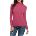 thumbnail image 1 of T-shirt Tricoté à Col Roulé à Manches Longues pour Femmes, Couleur Unie, Coupe Ajustée, Blouse, Hauts, 1 of 1