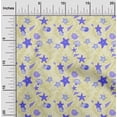 thumbnail image 2 of oneOone Rayon Light Yellow Fabric Beach Seashell Dress Material Fabric Print Fabric By The Yard 56 Inch Wide, 2 of 4