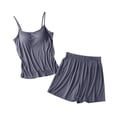 thumbnail image 1 of MeetoTime Pajamas for Women Set Summer Solid Color Spaghetti Strap Camisole with Chest Pad Shorts Homewear, 1 of 6