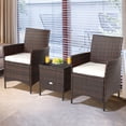 thumbnail image 4 of Patiojoy 3 Pieces Patio Rattan Conversation Furniture Wicker Chairs with Coffee Table & Cushions White, 4 of 7
