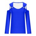 thumbnail image 4 of Yuyuzo Womens Tunic Tops Cold Shoulder Long Sleeve Shirts Loose Solid Color Lightweight Tee Tops, 4 of 5