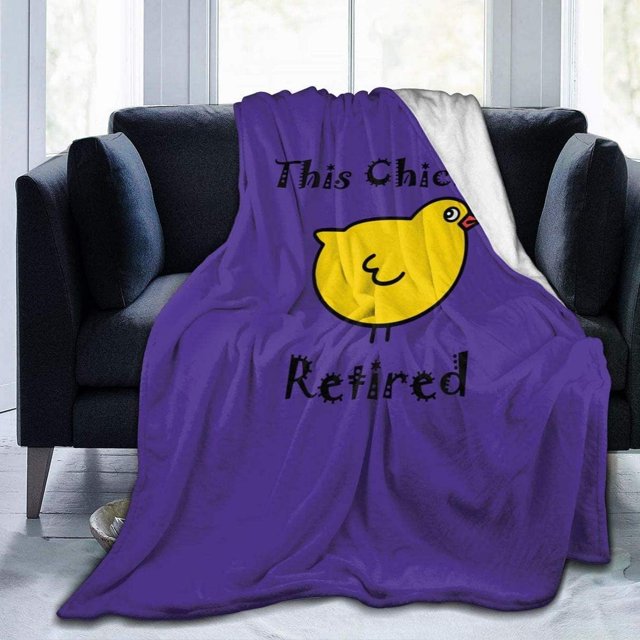 Fleece Blanket This Chick is Retired Plush Throw Fuzzy Super Soft Reversible Microfiber Flannel Blankets 50"x40"