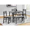 thumbnail image 2 of Monarch Specialties Dining Set, 5pcs Set, 40" Rectangular, Kitchen, Small, Black Metal, Grey Laminate, Grey Fabric, Contemporary, Modern, 2 of 4
