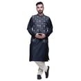 thumbnail image 1 of Atasi Indian Long Kurta Men Solid Kurta Pajama With Printed Nehru Jacket Set, 1 of 1