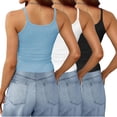 thumbnail image 4 of Timegard Camisoles 3 Pcs pour Femmes Col Rond Côtelé Sans Manches Ajusté Court Haut Décontracté Sortie Camis, 4 of 6