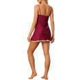 thumbnail image 3 of INSPIRE CHIC Robes de Détente pour Femmes Nuisettes en Satin Col en V Bretelles Spaghetti Camisole Pyjama Chemise Robe de Nuit G Rouge Foncé, 3 of 6