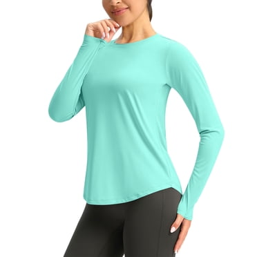 Besolor Hauts d'Entraînement pour Femmes à Manches Longues Légers UPF50+ Protection Solaire UV Course Randonnée Chandails Athlétiques de Gym