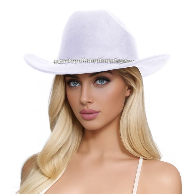 Men's And Women's Woolen Hats Western Cowboy Top Hat Three Of Rhinestones