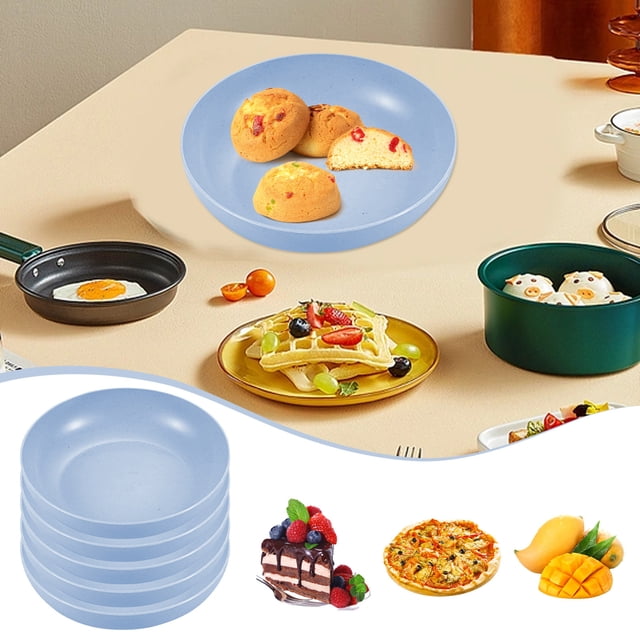 LSLJS 5Pcs Dinner Plates - 5.7Inch Impregnable Dinner Plates Set Of 5 - Dishwasher & Microwave Safe Plastic Plates Reusable - Lightweight Plates for Kitchen,Camping