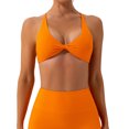 thumbnail image 1 of 1 Set Chinlon Nylon Sports Underwear Solid Color Replacement Underpants Breathable Wire Free Running Jogging Bodybuilding Vest Bra Orange S, 1 of 6