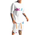 thumbnail image 2 of Weiqiqre Men's Graphic Short Sleeve Tee and Drawstring Waist Track Shorts Set Casual 2 Piece Outfit, 2 of 5