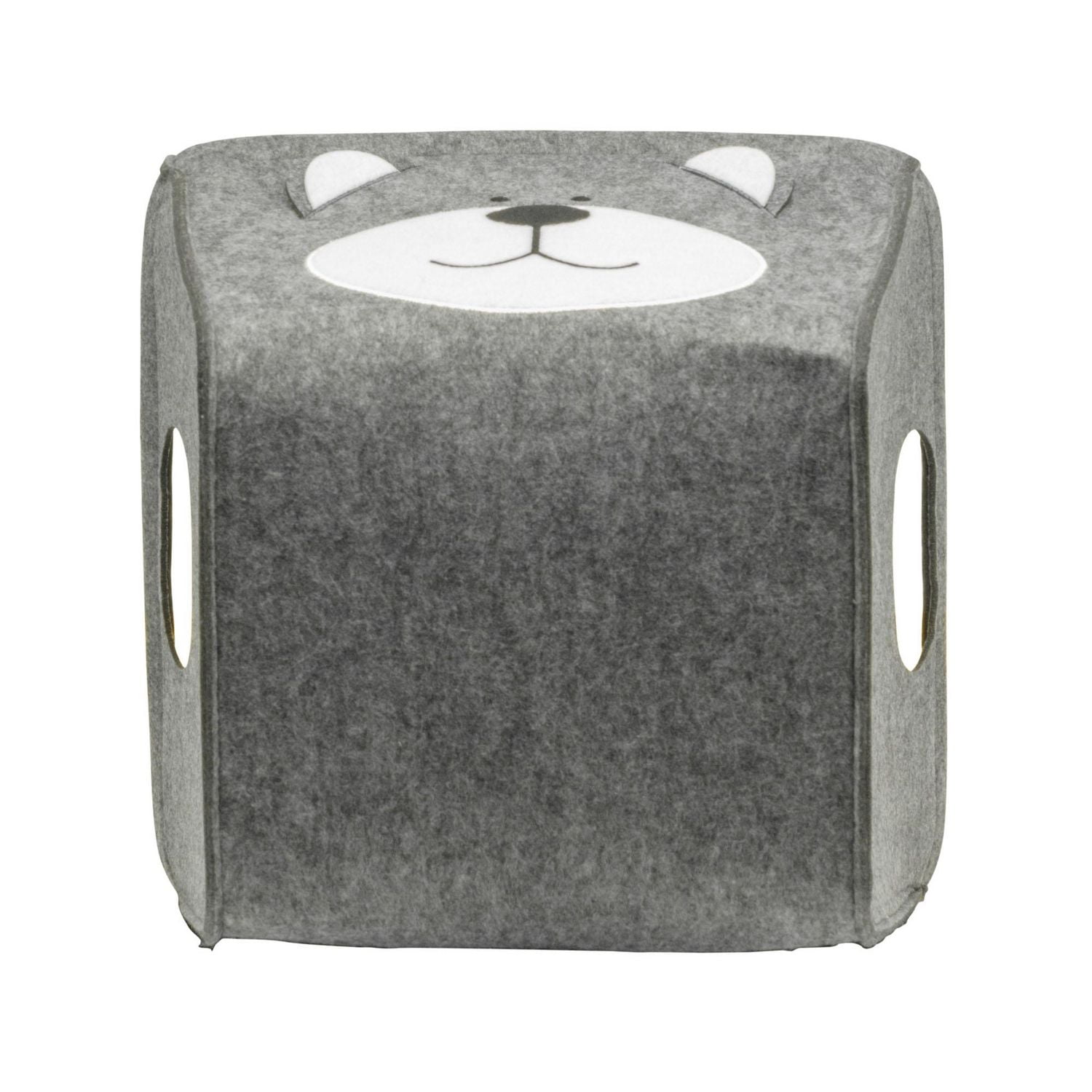 Felt Construction Storage Basket with Smiling Bear Face Patch