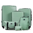 thumbnail image 1 of Travelhouse 6-Piece Hardshell Luggage Set - Lightweight Suitcase with Carry-on Backpack, Duffel Bag & Packing Cubes, Green, 1 of 11