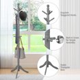thumbnail image 4 of Patiojoy Free Standing Coat Rack Solid Wood Cat Tree w/9 Hooks & 2 Adjustable Height Grey, 4 of 5