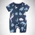 thumbnail image 2 of Clothes Set for Baby Boy Items Summer Baby Short Sleeved Baby Baby Print Double Zipper Men's Baby Crawl Suit Bodysuit, 2 of 3