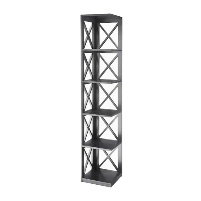 Convenience Concepts Oxford 5 Tier Shelf X Frame Home Corner Bookcase, Black