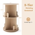 thumbnail image 3 of Gymax Kids Rotating Bookshelf Round Spinning Corner Bookcase w/Bear Baffles Coffee, 3 of 10