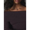 thumbnail image 4 of Faithtur Women's Spring Autumn Knit Tops Solid Color Long Sleeve Off Shoulder Slim Knitwear, 4 of 6