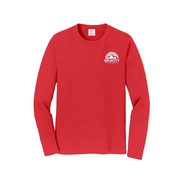 Gravity Outdoor Co. Chandail à Manches Longues - Rouge Vif - Logo Blanc - P