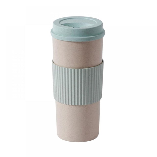 PENGXIANG Tasse à Café en Blé Durable Tasse à Café Étanche Tasses avec Couvercle en Silicone Tasse à Café Réutilisable Tasse à Thé Maison Extérieur Voyage Tasse Isolée