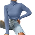 thumbnail image 2 of EGNMCR Chandail Col Roulé pour Femmes, Mode Femmes Chandail Col Roulé Manches Longues Décontracté, 2 of 8