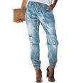 thumbnail image 1 of Joggers pour Femmes Bleu Ciel à Effet Usé avec Cordon de Serrage et Poches, 1 of 8