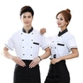 thumbnail image 4 of Chef Uniforms Women Short Sleeve Chef Coat Short Sleeve Double Breasted Working Jacket Restaurant Kitchen Cooking Clothes Workwear White 4XL, 4 of 9