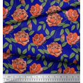 thumbnail image 2 of Soimoi Tissu en Velours Feuilles & Roses Imprimés Floraux au Mètre 58 Pouces de Large, 2 of 3