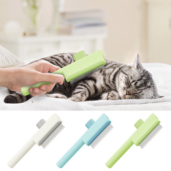 SSZMDLB 3 Pcs Peigne Auto-Nettoyant pour Animaux, Peigne Démêlant à Bouton pour Chat Chien pour Enlever les Poils Lâches, Brosse de Toilettage Dense Tooth pour Chats Chiens Perte de Poils Emmêlés