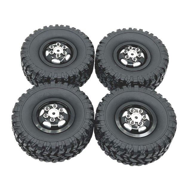 lionlar 4 Pcs Roues et Pneus de Voiture RC Pneus RC avec Jante de Roue, Remplacer Pièce de Mise à Niveau RC Noir