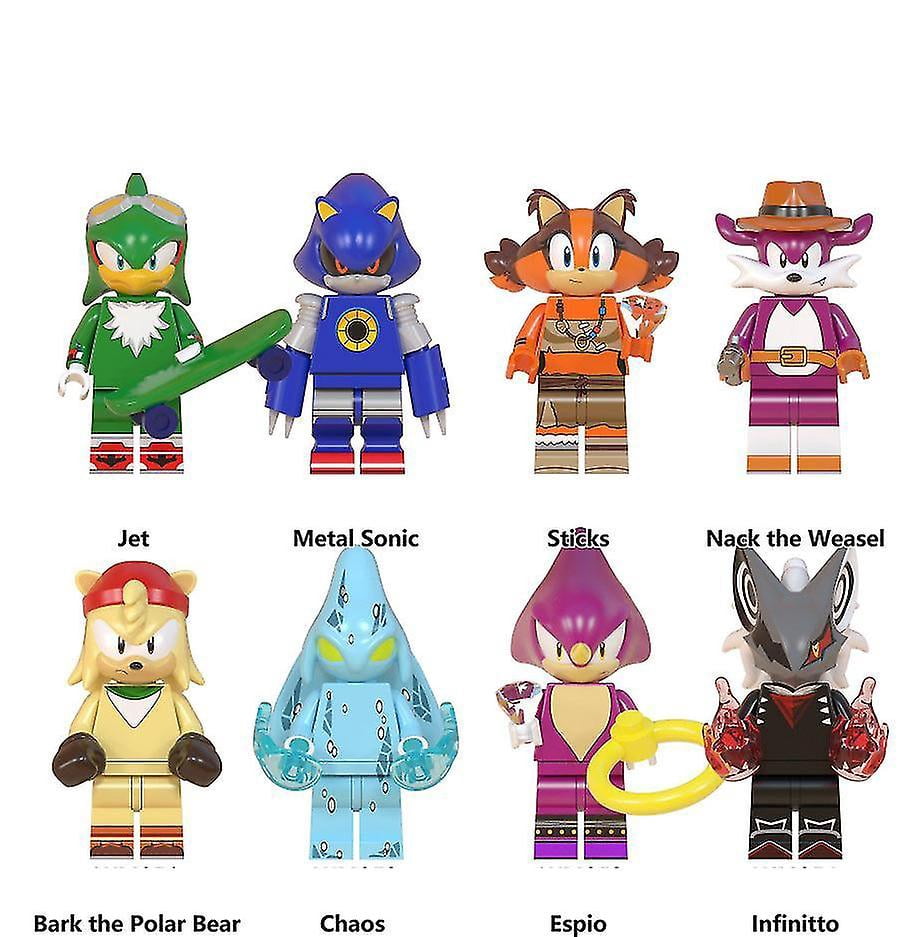 8 Pcs Sonic Assembled Building Blocks Minifigure Jet Metal Sonix Dicksnake Model Toy Doll Birthday Gift