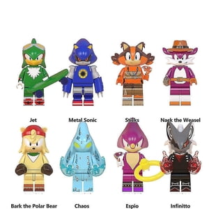 8 Pcs Sonic Assembled Building Blocks Minifigure Jet Metal Sonix Dicksnake Model Toy Doll Birthday Gift
