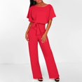 thumbnail image 2 of Combinaison pour Femmes Combinaison Droite Tenue de Boîte de Nuit pour Femmes Jambe Courte Combinaison Ceinturée avec Manches, 2 of 9