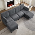 thumbnail image 2 of Puremind U Shaped Sectional Sofa, Corduroy Modular Sectional Couch with 2 Movable Ottomans for Living Room/Apartment, Dark Gray, 2 of 5