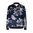 thumbnail image 1 of Pisexur Veste de Baseball pour Femmes Plus Cardigan Kimono Léger à Fleurs Imprimé Manches Longues Zip Veste Bomber, 1 of 4