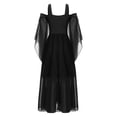thumbnail image 4 of Yartina Girls Medieval Renaissance Princess Dresses Cold Shoulder Long Sleeve Gothic Victorian Dress Black 16, 4 of 6