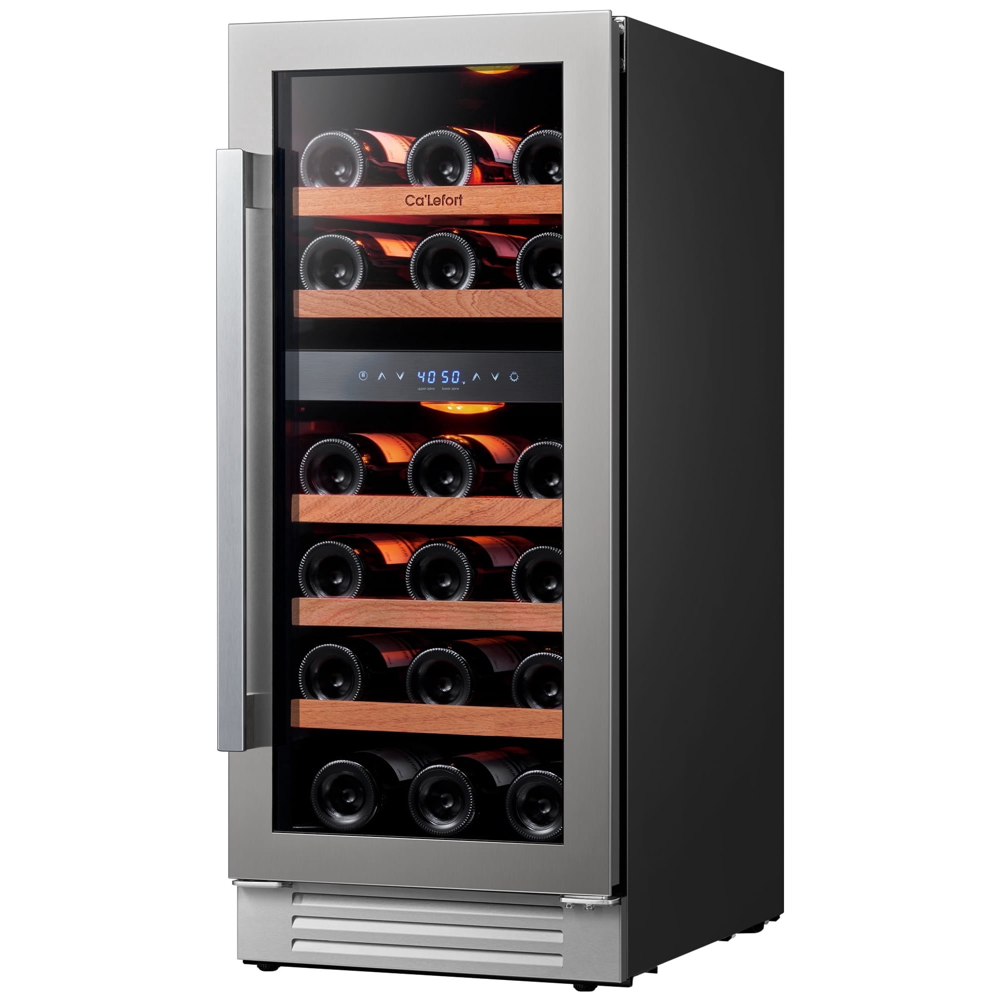 Ca'Lefort 15inch Wine Cooler Refrigerator, 28 Bottle Dual Zone Wine Fridge with Stainless Steel Tempered Glass Door