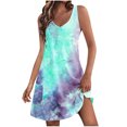 thumbnail image 1 of Penkiiy Robe d'Été pour Femme 2024 Plage Décontractée Sans Manches à Imprimé Floral Boho Robe Débardeur Col en V Ample Robe Soleil avec Poche m Bleu, 1 of 6
