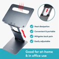 thumbnail image 2 of Ergonomic Laptop Stand for Desk, Adjustable Height Up to 20", Laptop Riser Portable Computer, Laptop Stands, Fits All MacBook, Laptops 10 15 17 Inches, Laptop Holder Desk Stand,, 2 of 5