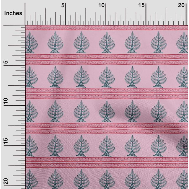 oneOone Organic Cotton Poplin Twill Fabric Chevron & Tree Block Printed Fabric 1 Yard 42 Inch Wide