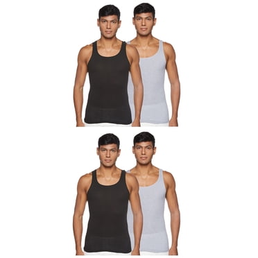 Hanes Débardeurs Sans Étiquette Évacuant l'Humidité Comfortsoft pour Hommes - Multipacks T-Shirts Mode, Assortiment de 4, Très Grand US